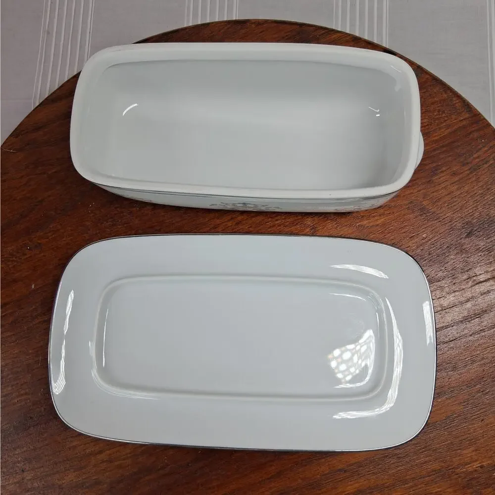 Noritake Octavia Pattern Butter Dish with Lid Vintage Floral Porcelain Floral